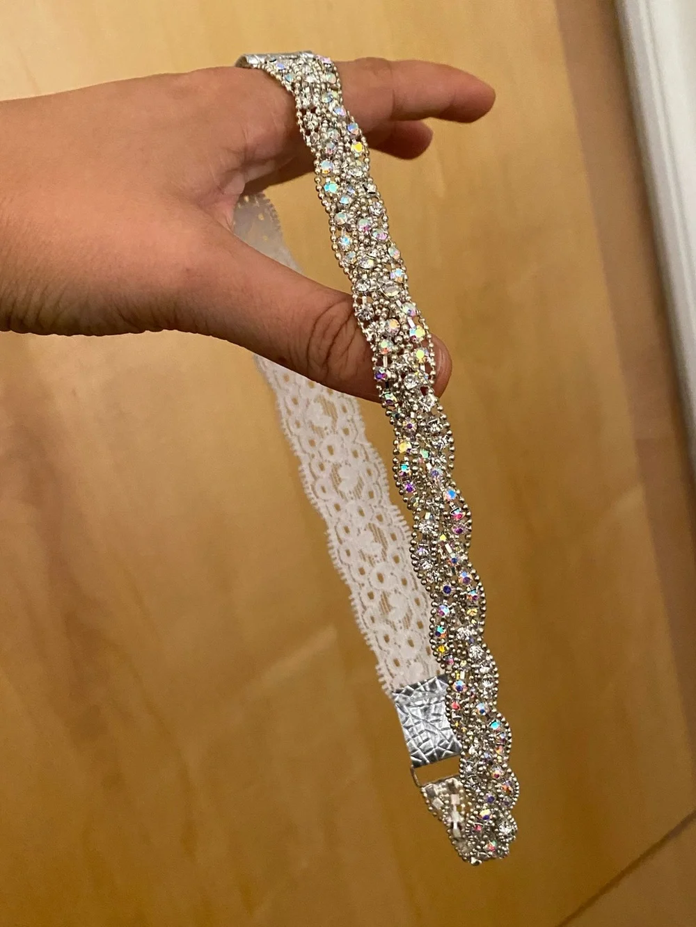 Elegant Silver Beaded Braided AB Rhinestone Crystal Bridal Statement Headband